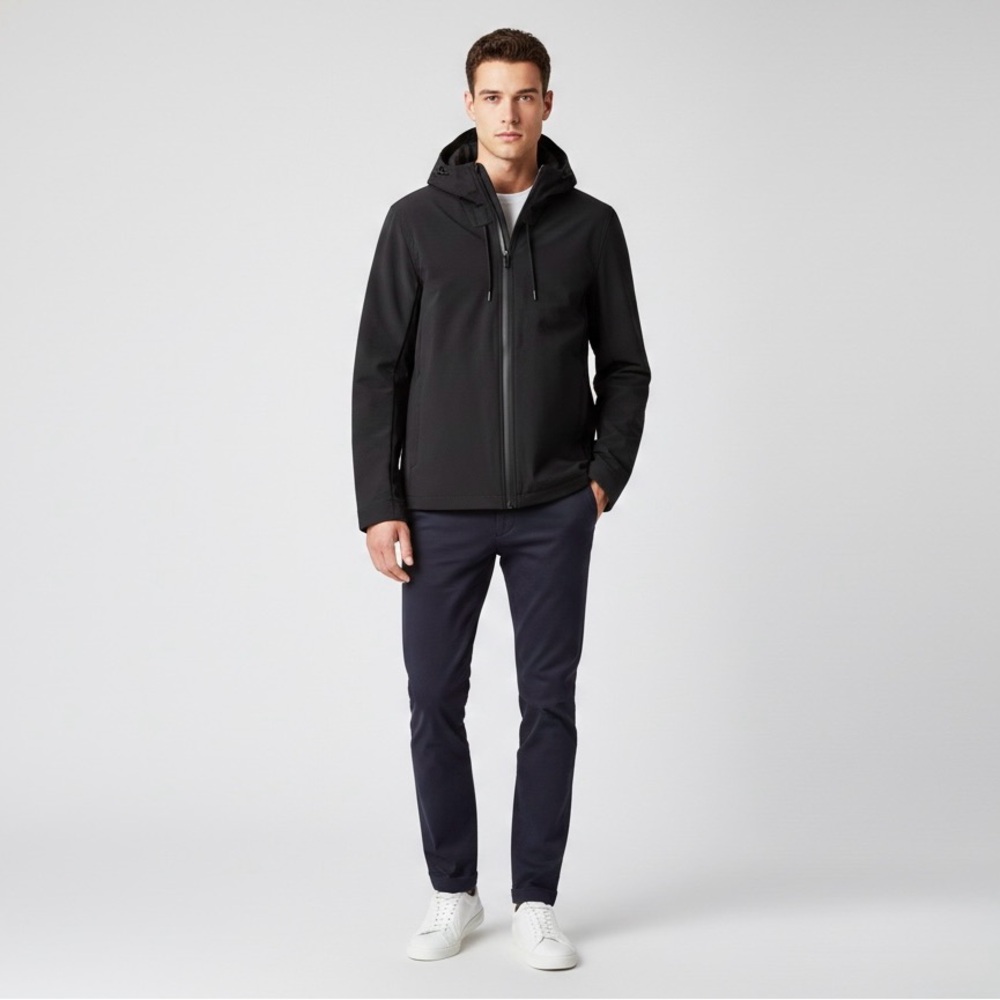 Banana Republic Men's Black Hooded Windbreaker